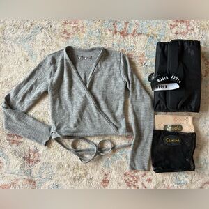 Dance Accessory set; Wear Moi warm up top, Bloch organizer bag, Sansha shoe bags